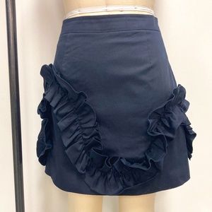 Ted Baker Navy Ruffle Mini Skirt Size 4 but measures like 8
